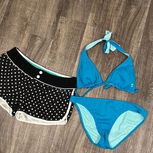 Billabong blue  bikini and board shirt